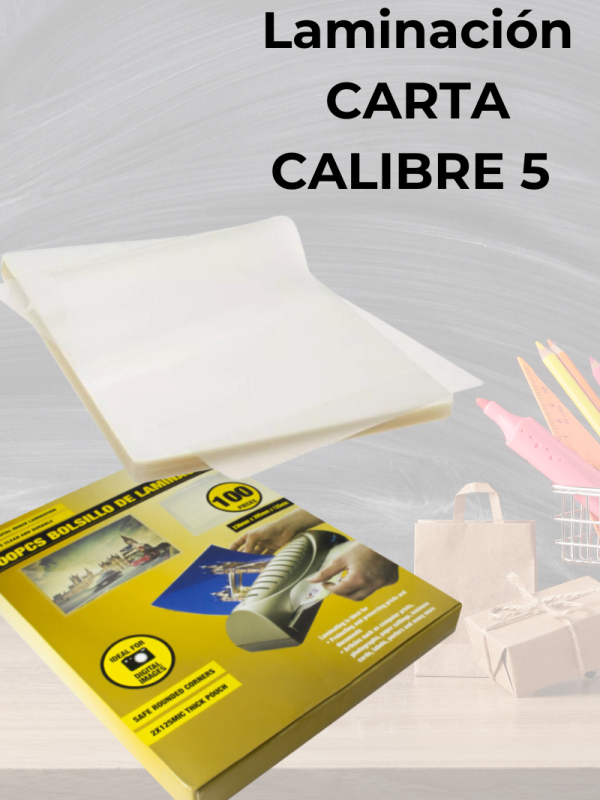 Laminación Carta 100 Bolsillos De Calibre 5